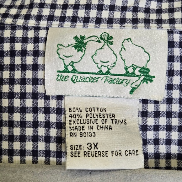 Vtg Quacker Factory Gingham Watermelon Themed Short Sleeve Button Down Shirt, 3X - Picture 4 of 13